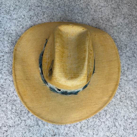Tomy Sombreros Elegante | Vintage Western Cowboy Hat w/Blue Feather Band, OS